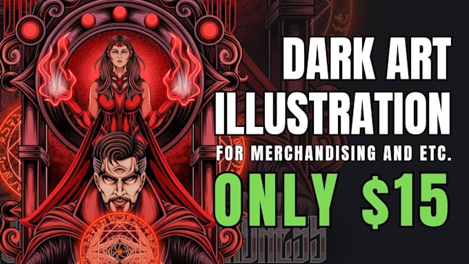 create unique horror themed illustration for your tshirt