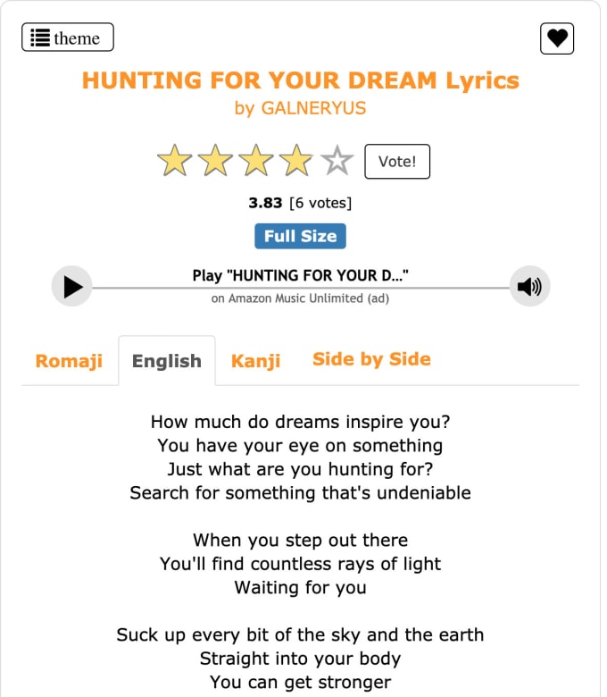 Departure (Hunter x Hunter Opening) with English and Romaji Lyrics 