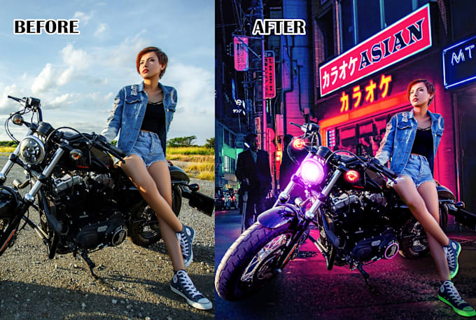 do realistic background change or any photoshop edit