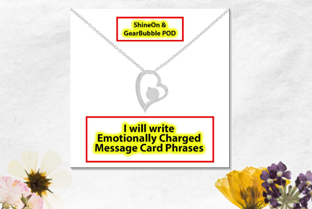 write shineon or gearbubble message cards for jewelry
