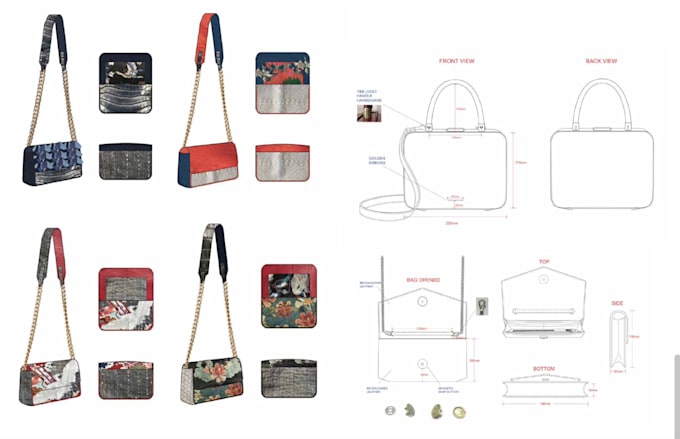 do flat sketch of bags
