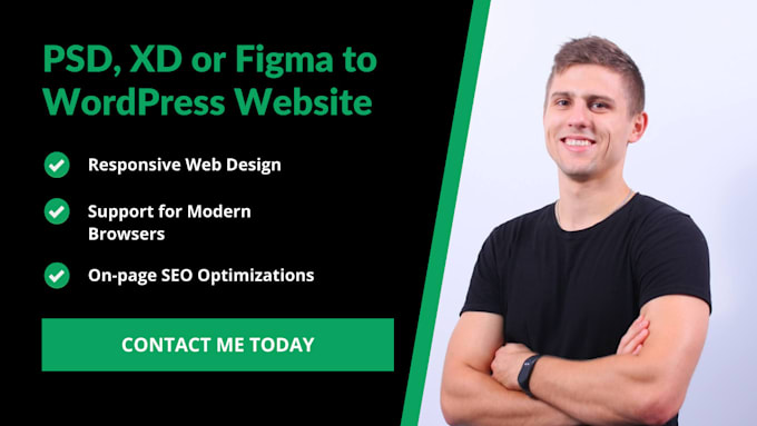 convert PSD, xd or figma to wordpress