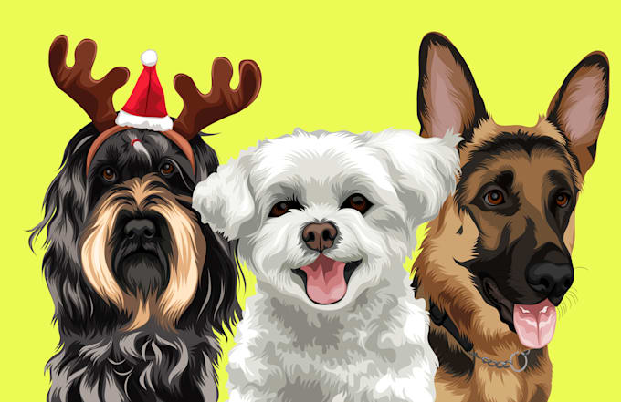 draw custom pet portrait pet illustration or dog portrait