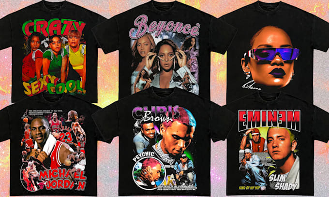 design a unique vintage style bootleg rap tee for you