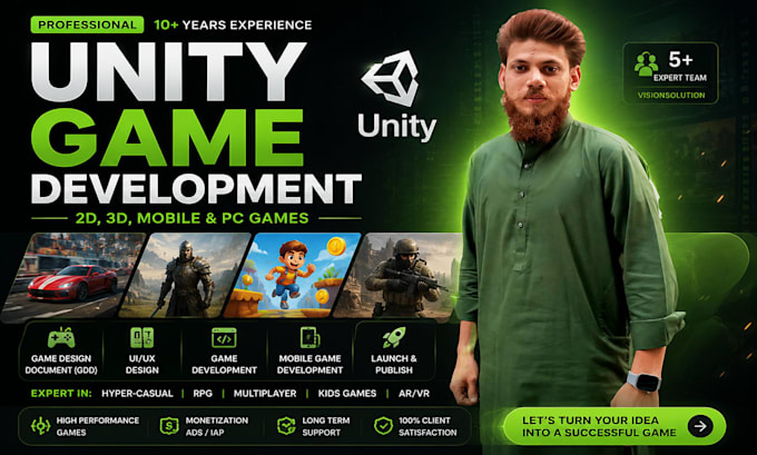 do unity game development and mobile game development as expert unity developer