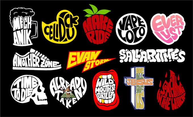 design typography logo word art in shape for brand clothing