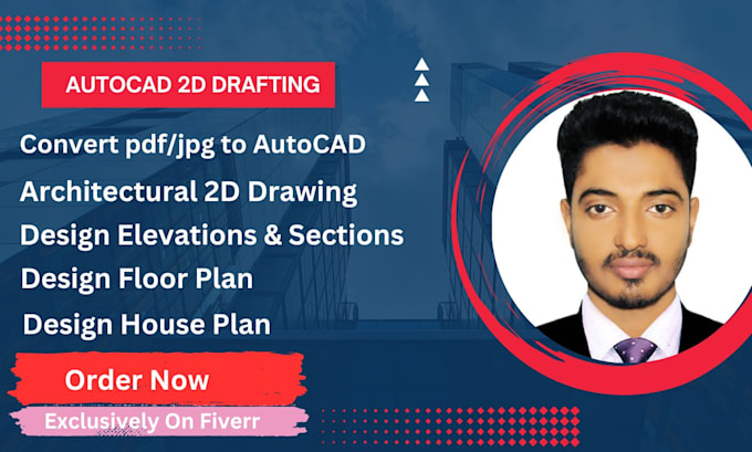 Draw any architectural 2d floor plan in autocad by Shohidul222 | Fiverr