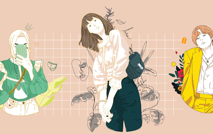 create simple fancy vector art portrait