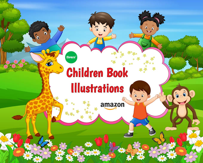 Make children book story illustrations book cover characters kids