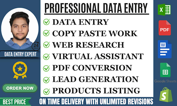 do accurate data entry, copy paste and web research for you