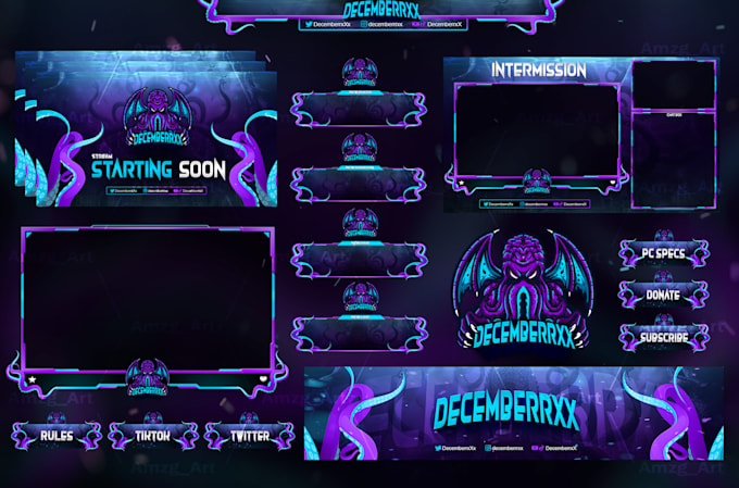 create animated twitch overlay, stream package, gaming logo