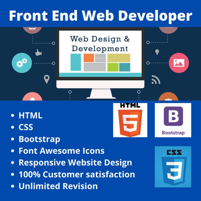 Be your front end developer with html css bootstrap javascript by Dr ...