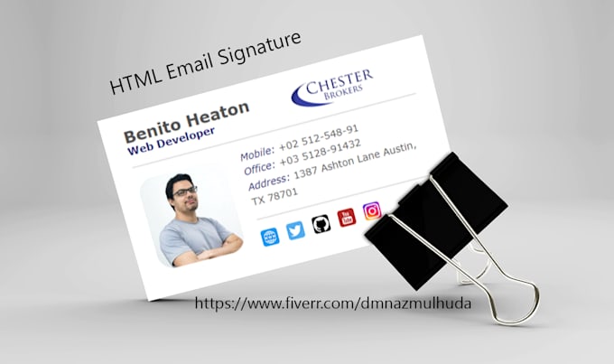 design professional clickable HTML email signature