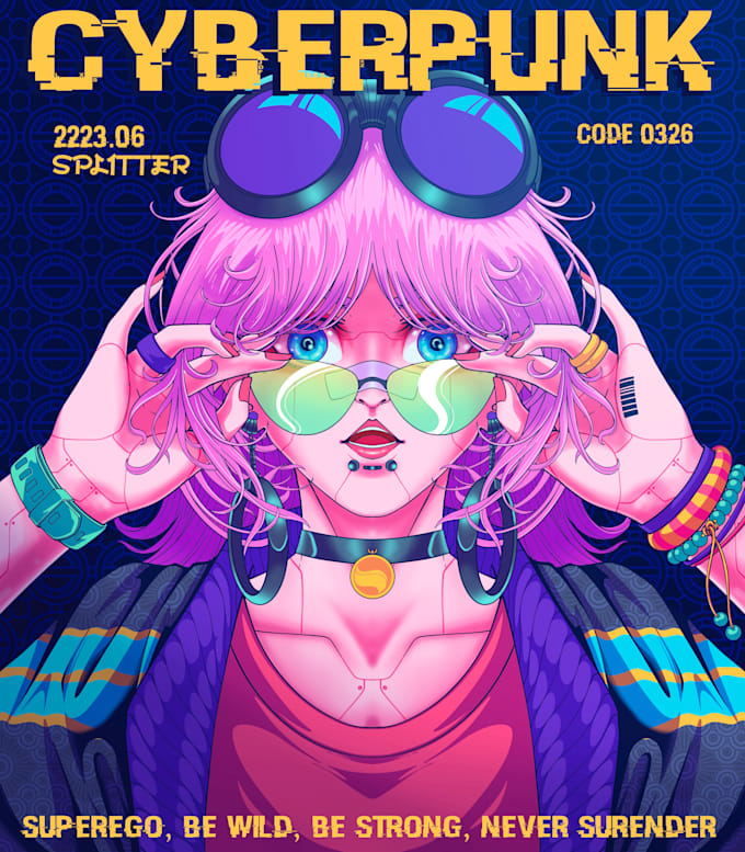 draw high quality futuristic cyberpunk anime illustration