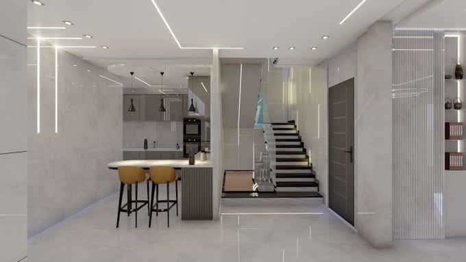 do 3d rendering architecture, bathroom, kitchen, living room 3d interior design