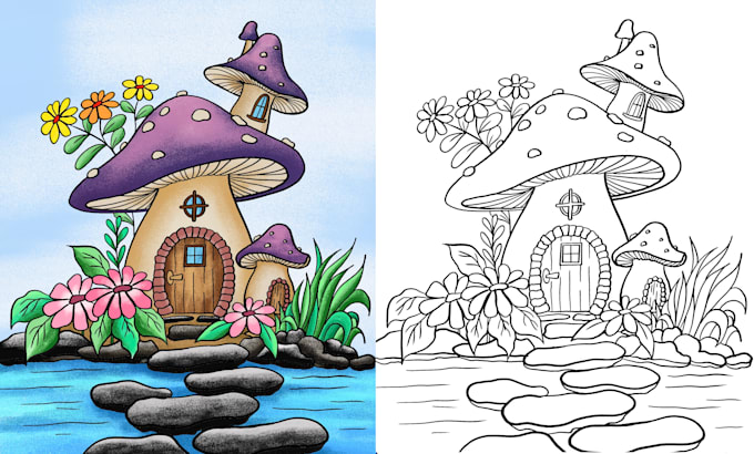 draw coloring book pages or books for children
