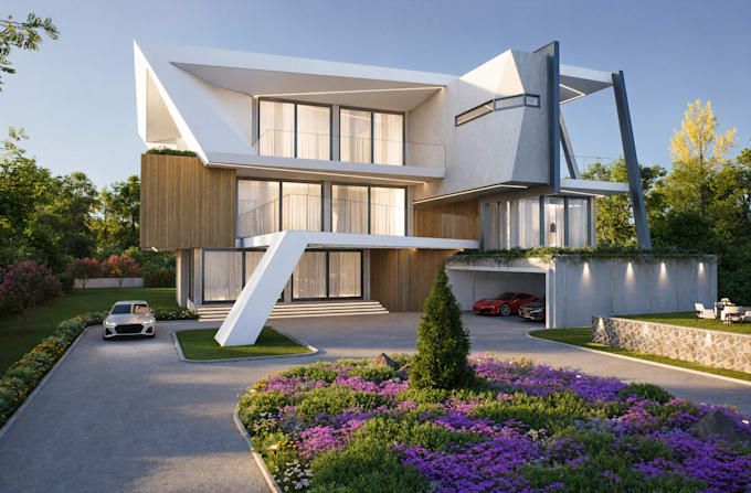 do 3d rendering for exterior design and site plan with 3d visualization