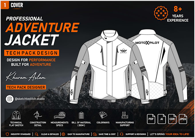 create tech packs for technical outerwear