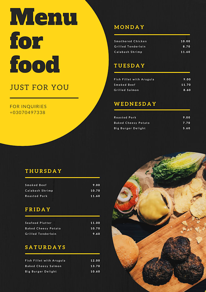 Design food menu, restaurant menu, flyer, catalogue, banner, poster