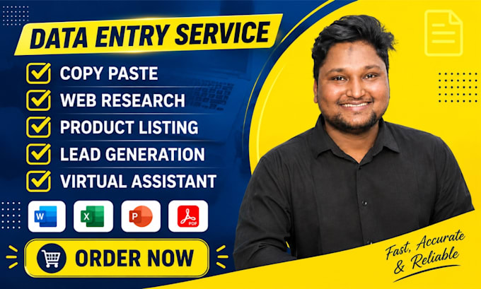 do data entry, excel data entry, copy paste, web research and product listing