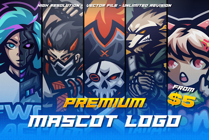 design amazing mascot logo for streamer gaming esports