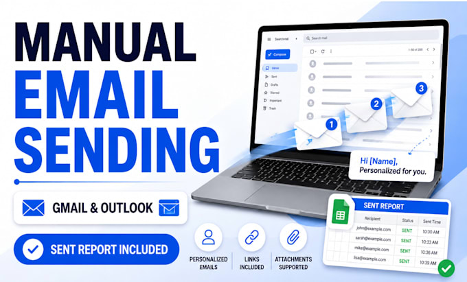 manually send personalized emails via gmail or outlook