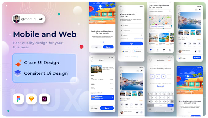 Do mobile app ui ux design or website ui ux design adobe xd and figma