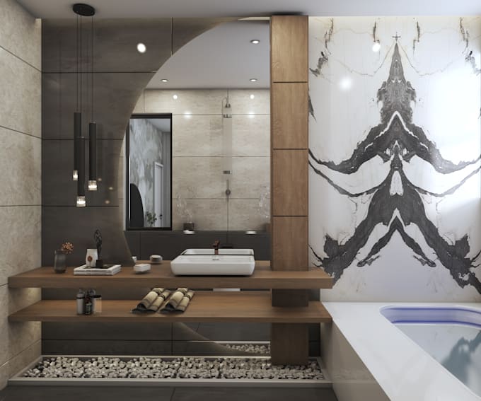 design a bathroom and rendering