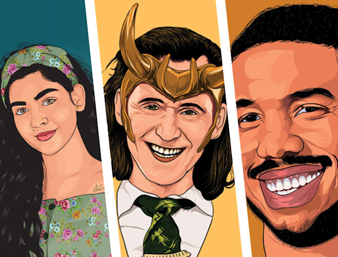 draw awesome portraits, vector art, cartoon from a photo