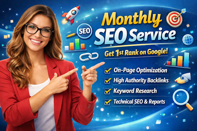 do complete monthly SEO service with on page and off page for 1st rank