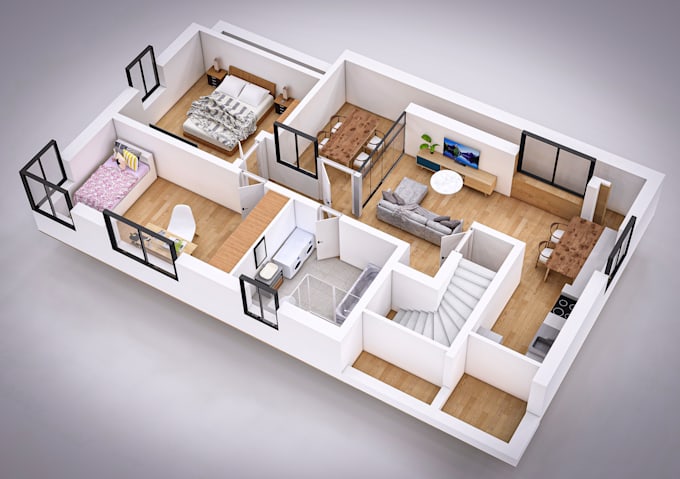 do 2d floor plan, 3d floor plan with autocad and sketchup