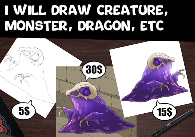 draw creature, monster, dragon for your dnd and etc