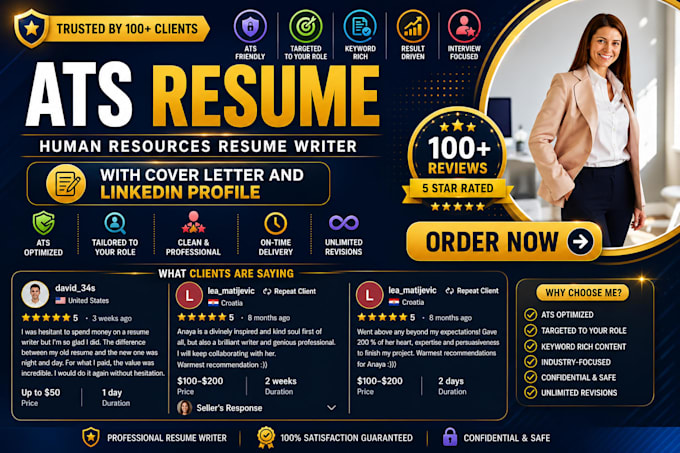 write ats human resources, IT and finance resume cl, linkedin