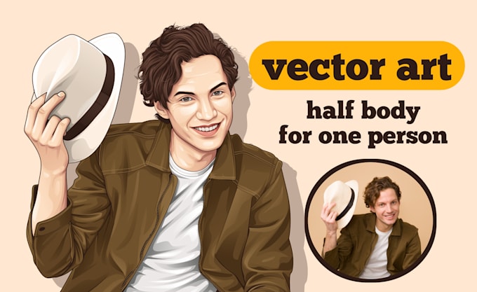 draw a cartoon vector from your photo, for half the body