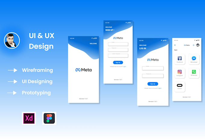 design mobile app UI in adobe xd and figma