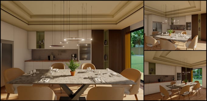 3d model and render your kitchen design in sketchup, and lumion