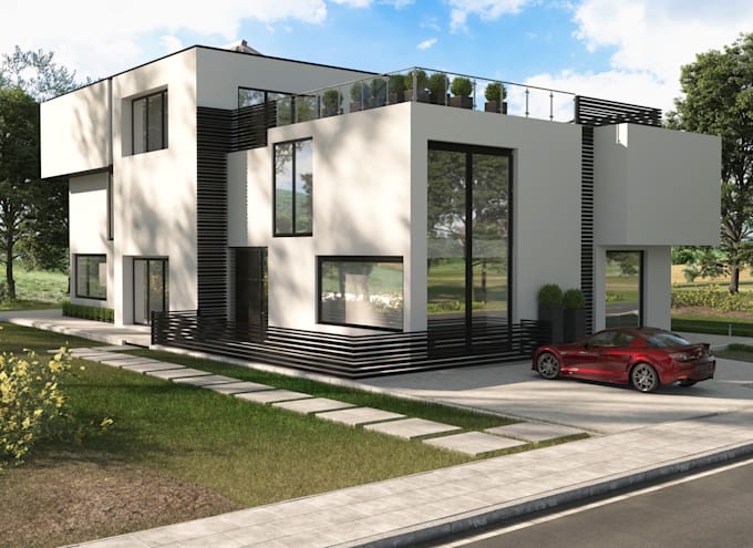 create 3d exterior architectural rendering