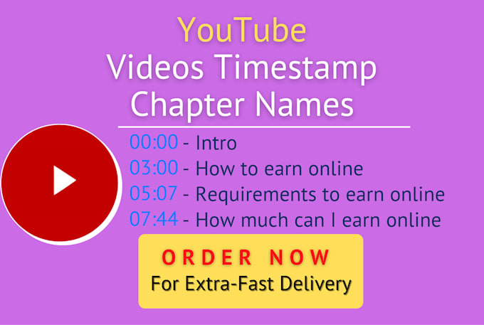 create timestamp and keyword based SEO friendly chapter names for youtube videos