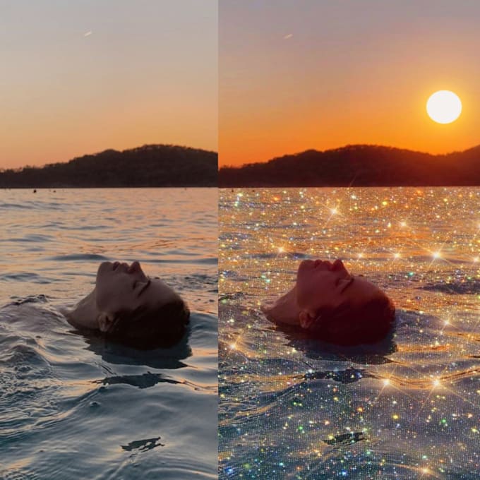 make your photos shine by adding glitter, aesthetic picture