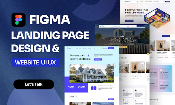 do real estate landing page , figma website design