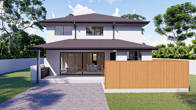 create 3d model and render realistic exterior, interior