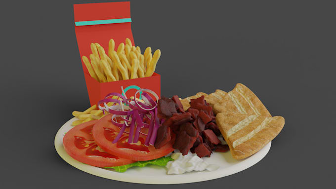 create relistic 3d product design and food model