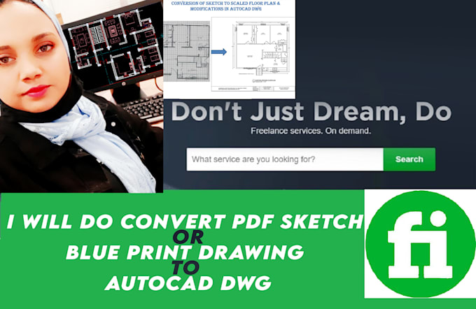 Do convert pdf sketch or your drawing to autocad by Nawalatrous | Fiverr