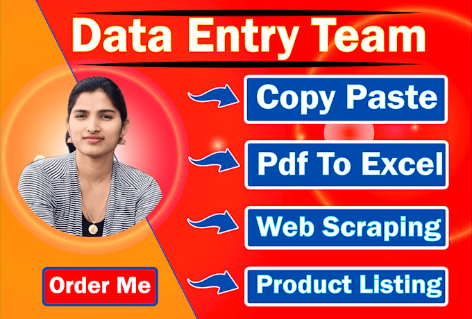 support you any kind of data entry service with my team