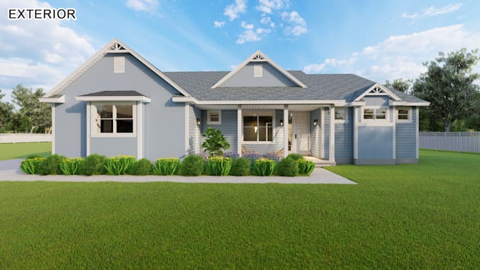 create 3d render realistic 3d floor plan , exterior or interior