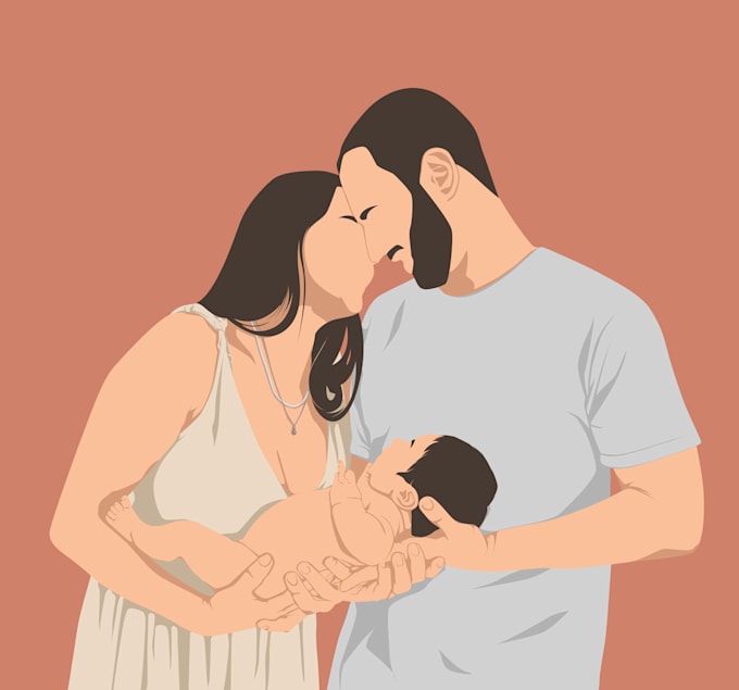 draw a faceless portrait from your photo, couple or family