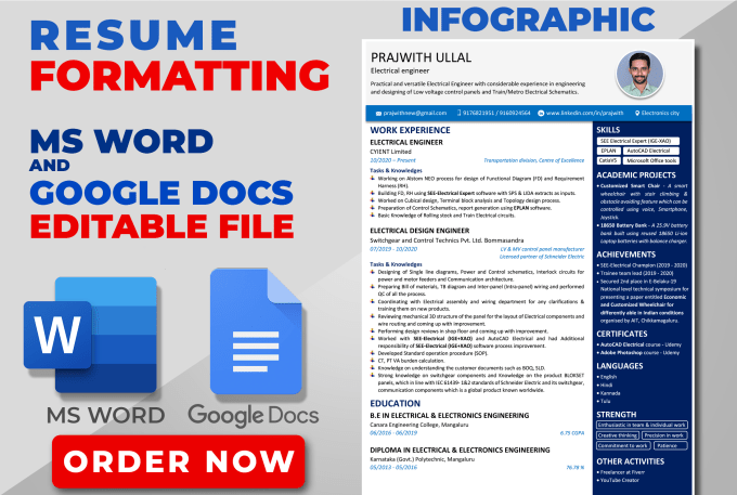 Hire a freelancer to design format resume CV in word and google docs