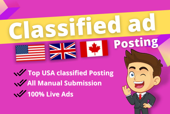 I will post free classified ads posting  UK, USA on top ranking websites