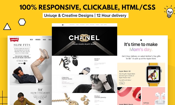 design responsive email template, html newsletter, mailchimp