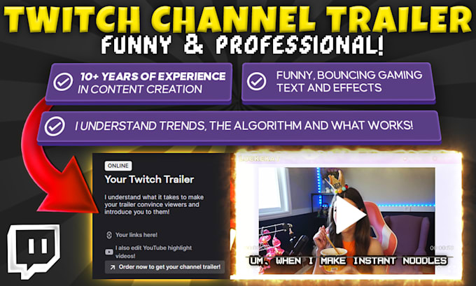 edit a funny twitch channel trailer for you